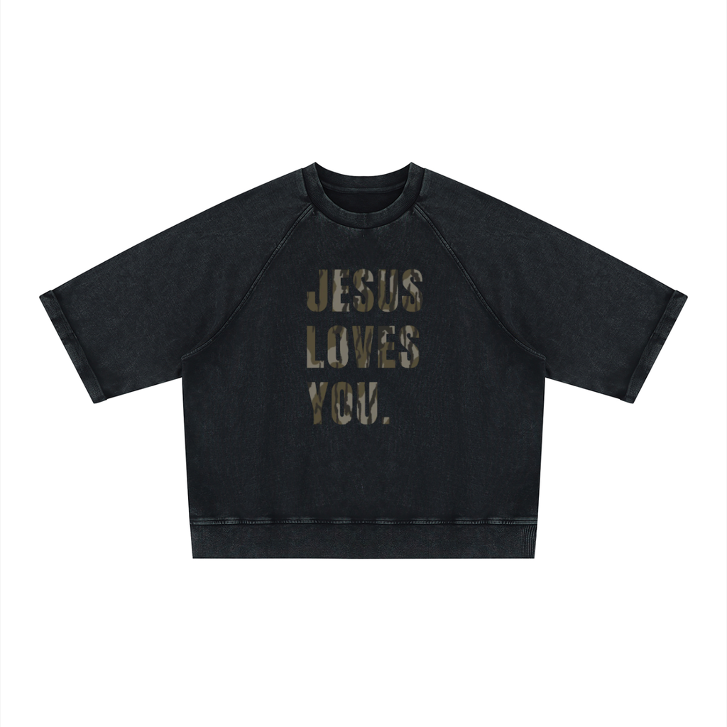 Jesus Loves You Boxy Short Sleeve Sweatshirt