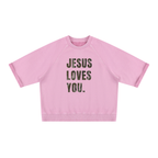 Jesus Loves You Boxy Short Sleeve Sweatshirt