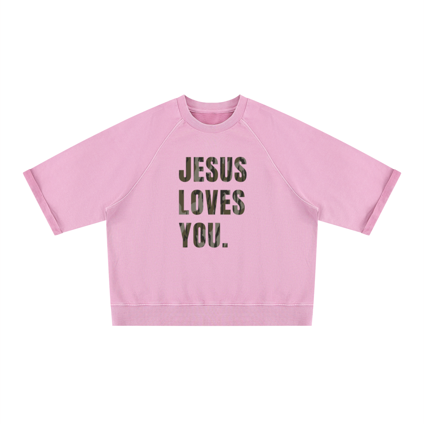 Jesus Loves You Boxy Short Sleeve Sweatshirt