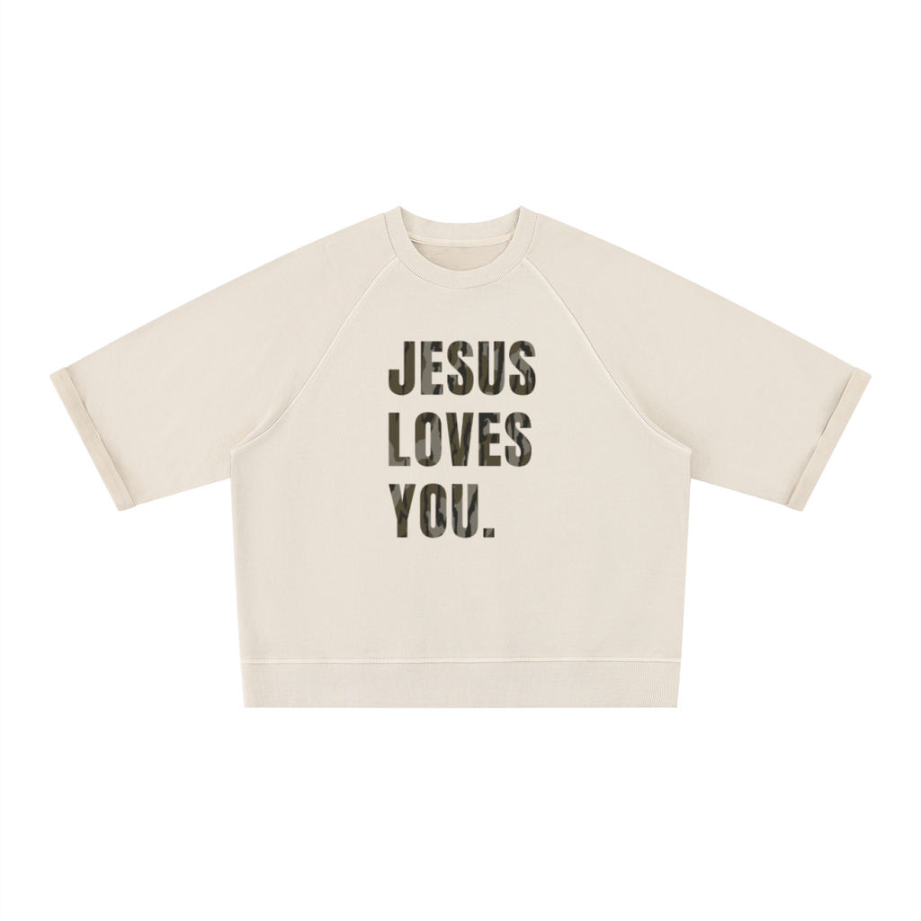 Jesus Loves You Boxy Short Sleeve Sweatshirt