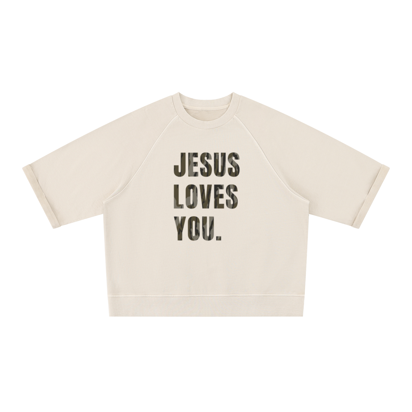 Jesus Loves You Boxy Short Sleeve Sweatshirt